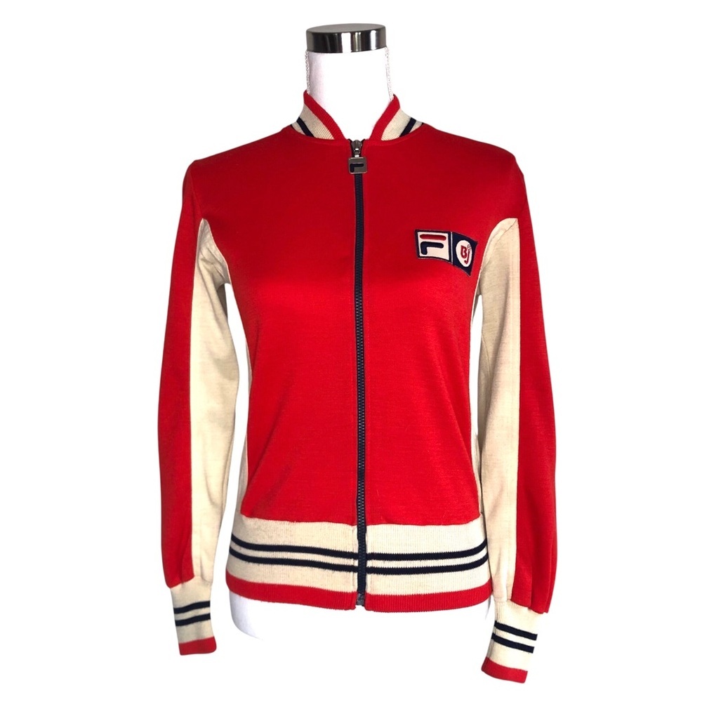 VINTAGE 70s Rare Fila Bjorn Borg Red Tracktop Tennis Full Zip Jacket Size 32